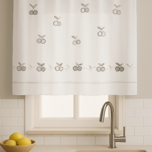 Visillo Cocina Cerezas Gris