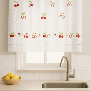 Visillo Cocina Cerezas Rojas