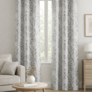 Cortina Confeccionada Modelo Hojas Grises 48047