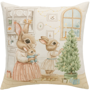 Cojín Conejos Árbol Navidad