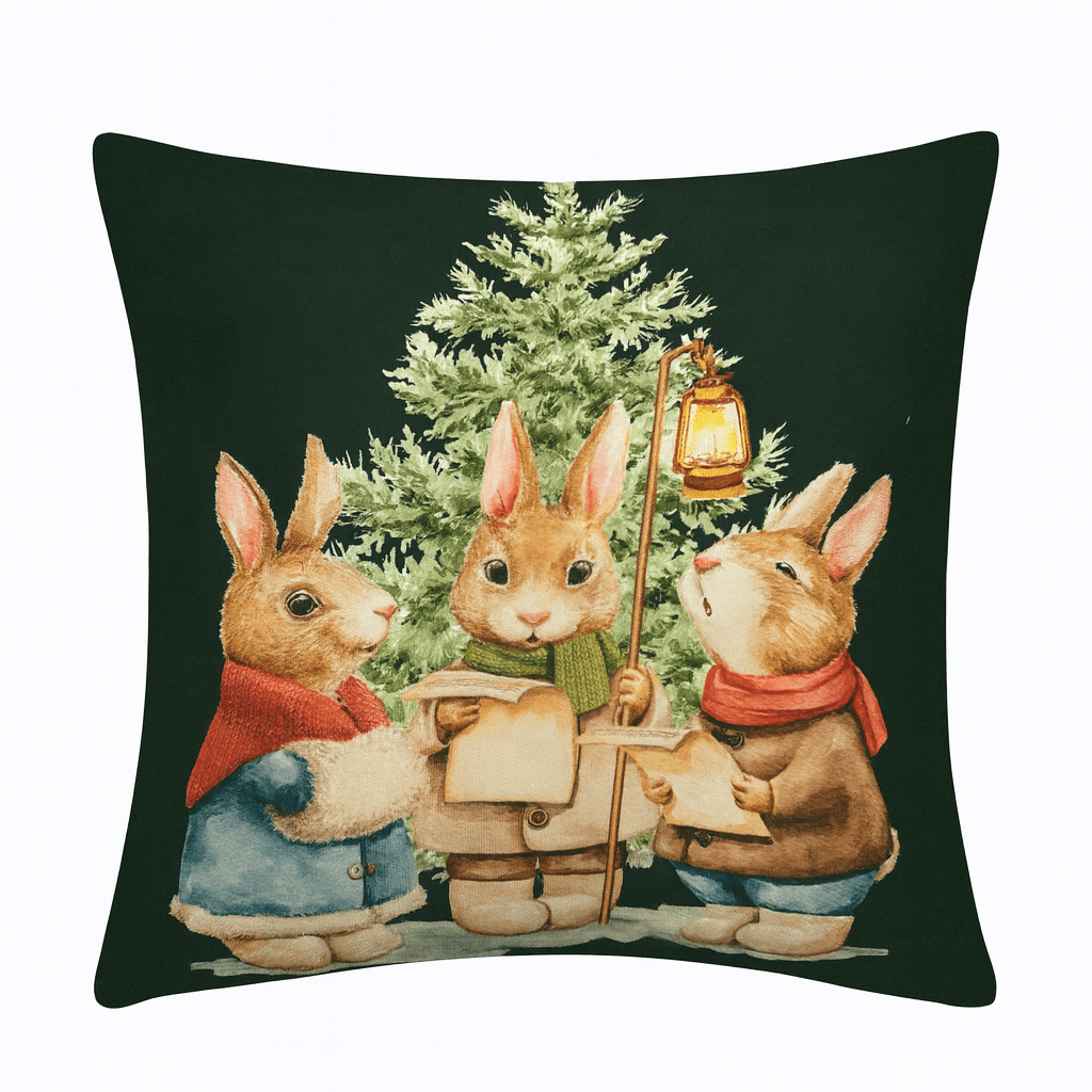 Cojín Conejos Farolillo Navidad