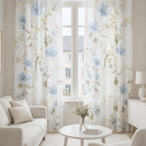 Cortina Confeccionada Flores Violeta