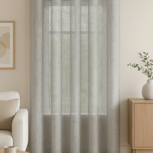 Cortina Confeccionada Modelo Jaspeado Lino Gris