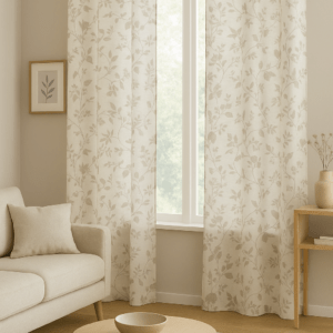 Cortina Confeccionada Hojas Tostado