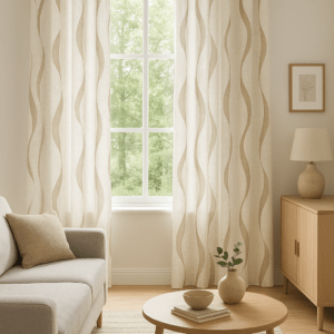 Cortina Confeccionada Modelo Espirales Beige