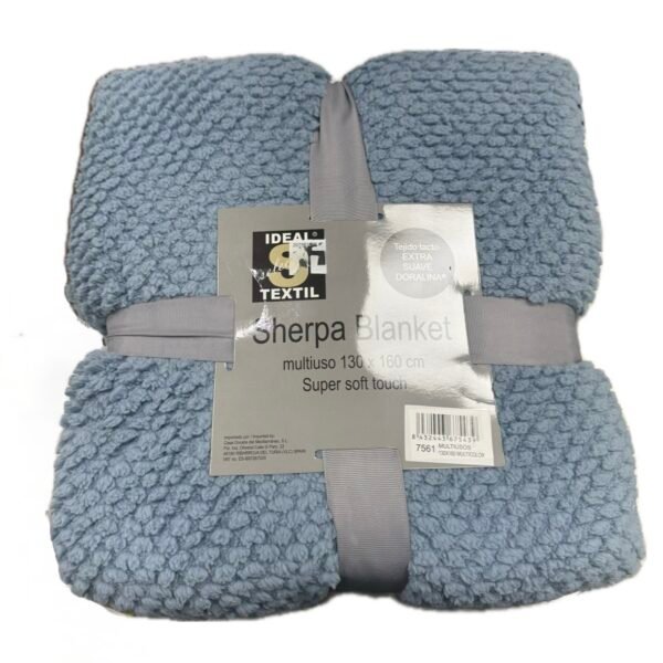 Manta Plaid Sherpa Azul