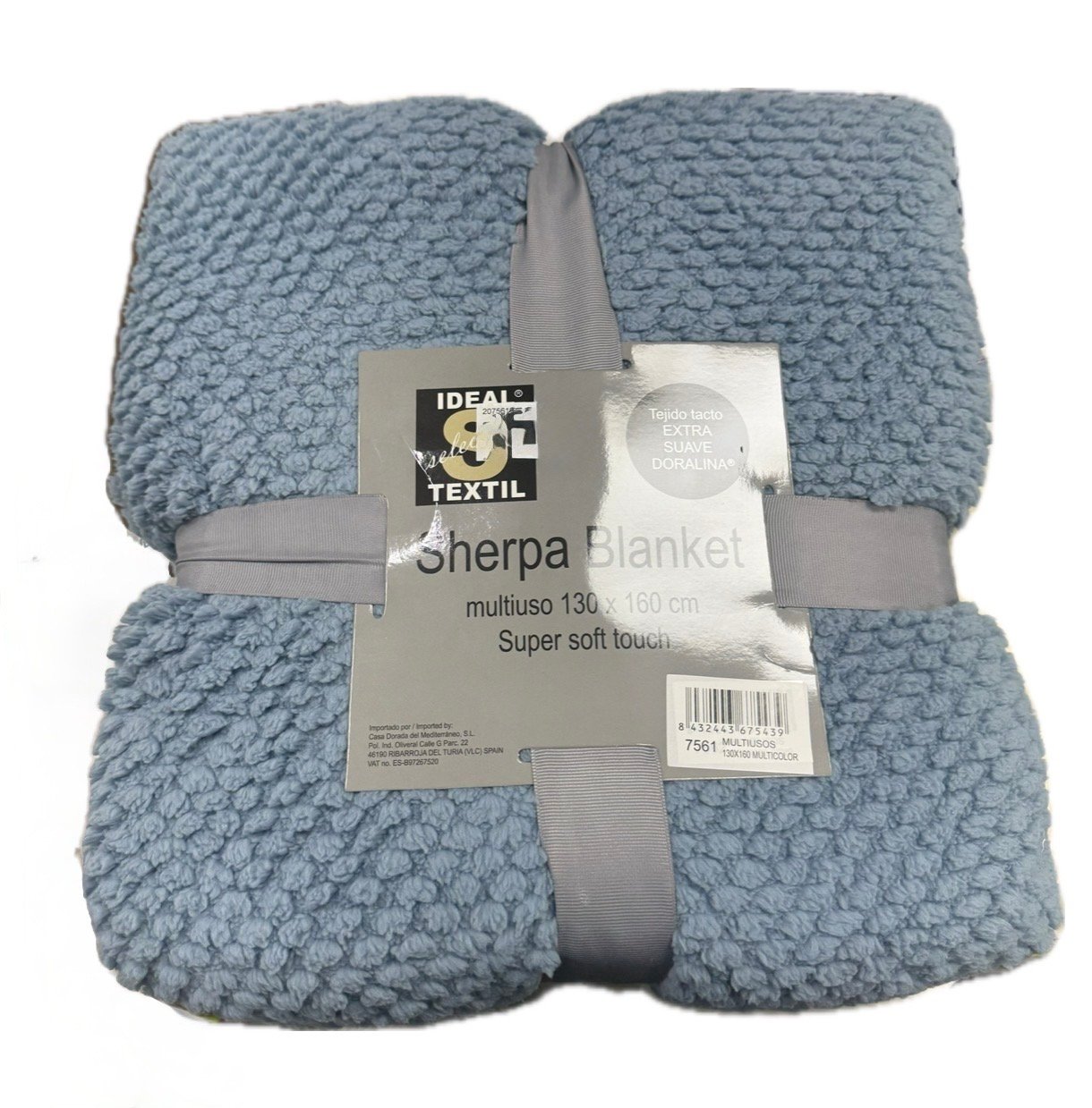 Manta Plaid Sherpa Azul