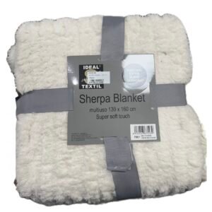 Manta Plaid Sherpa Blanca