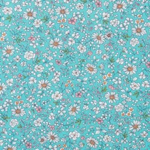 Tejido Algodón Flores Haru Dark Aqua