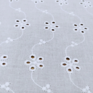 Tejido Batista Bordado Algodón Blanco