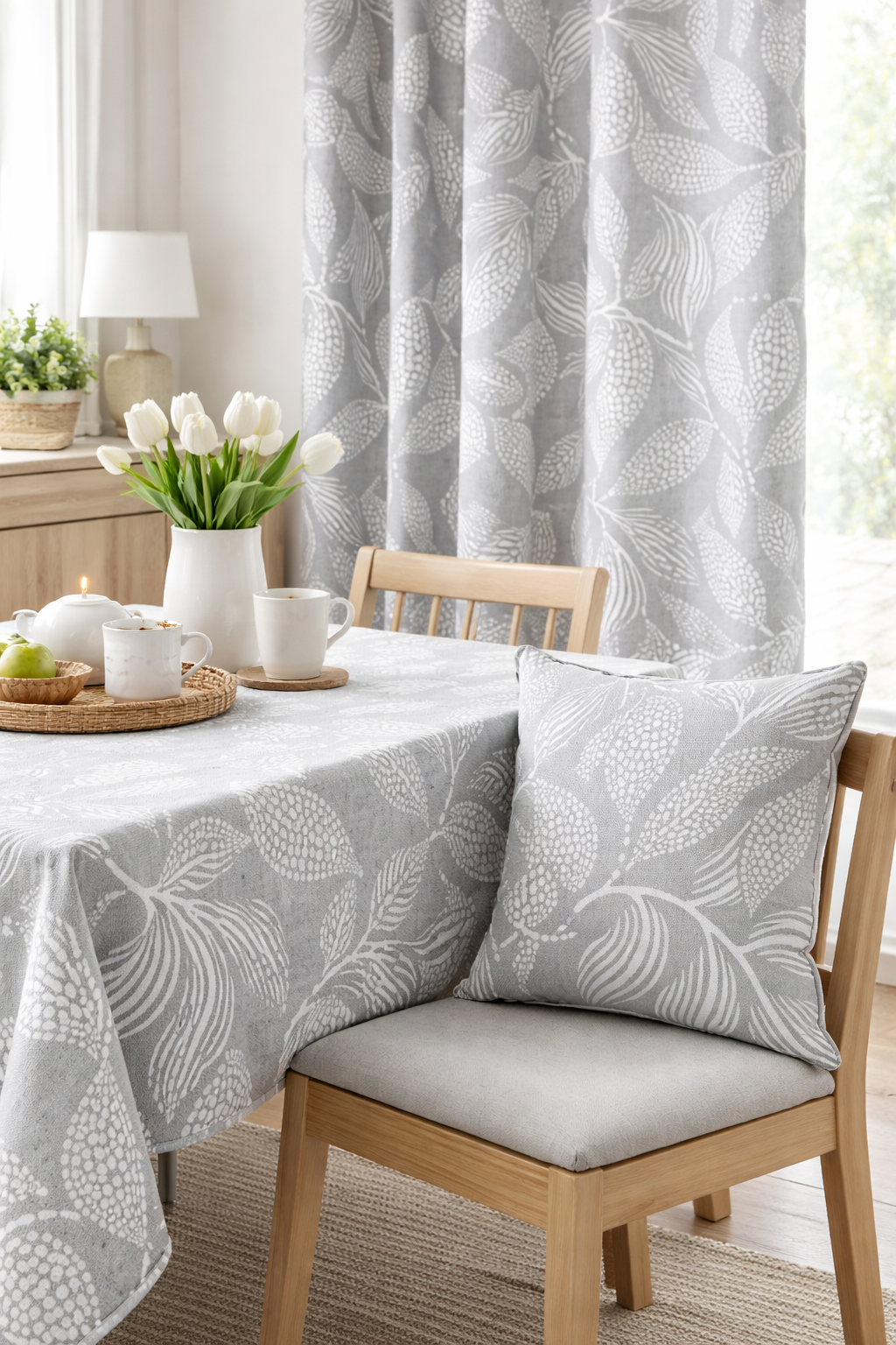 Loneta Estampada Rivia Gris y Blanco - Imagen 4