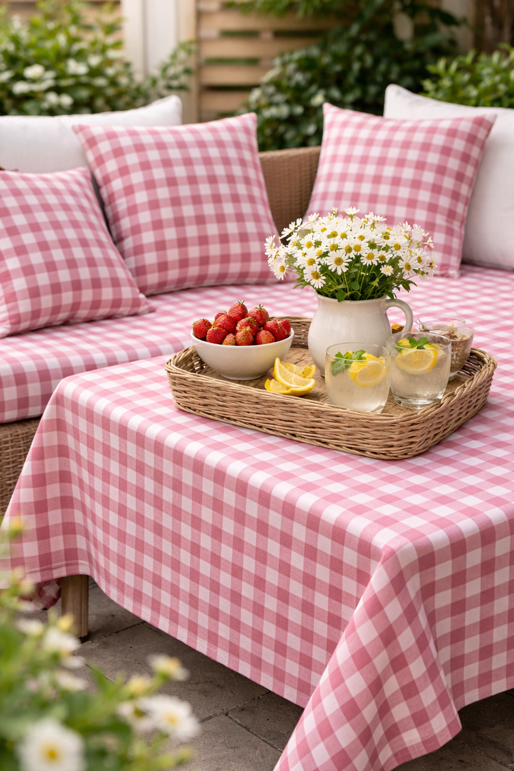 Loneta Zafiro Cuadros Rosa Fresa - Imagen 4