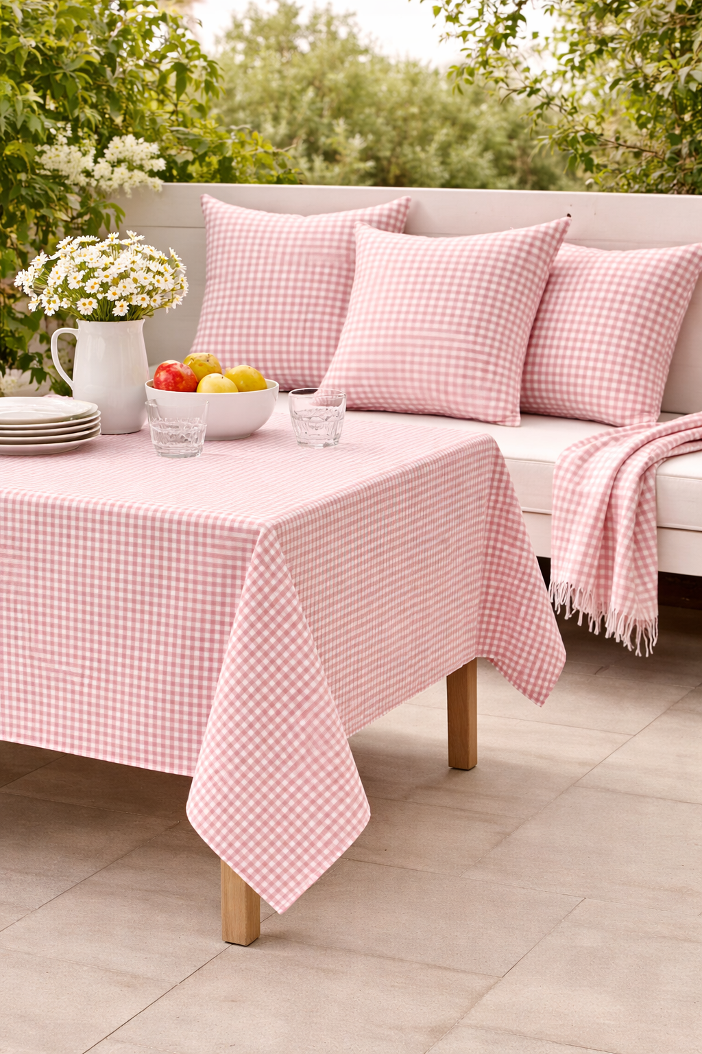 Loneta Rubi Cuadros Rosa Fresa - Imagen 4