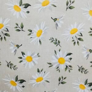 Tela Mantel Resinado Margaritas Beige 140 cm