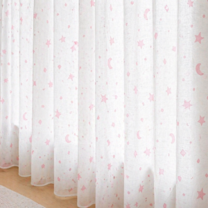 Visillo Infantil Estrellas y Lunas Rosa
