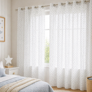 Visillo Infantil Lunares Gris