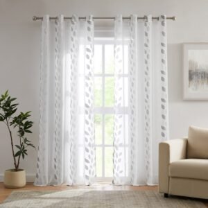 Cortina Confeccionada Jacquard Hojas Gris