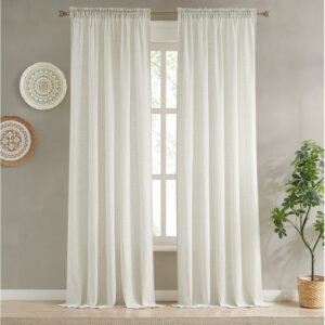 Cortina Confeccionada Lino Boho con Cinta Crudo