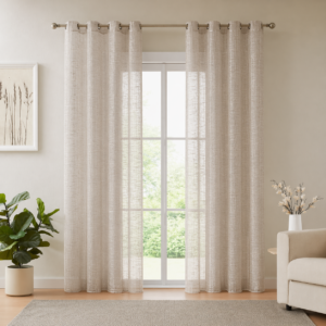 Cortina Confeccionada Rustica Slub Beige