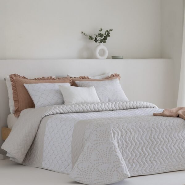 Conjunto de Colcha Jacquard Mendoza Beige