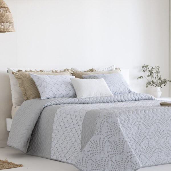 Conjunto de Colcha Jacquard Mendoza Gris