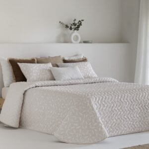 Conjunto de Colcha Jacquard Salta Beige