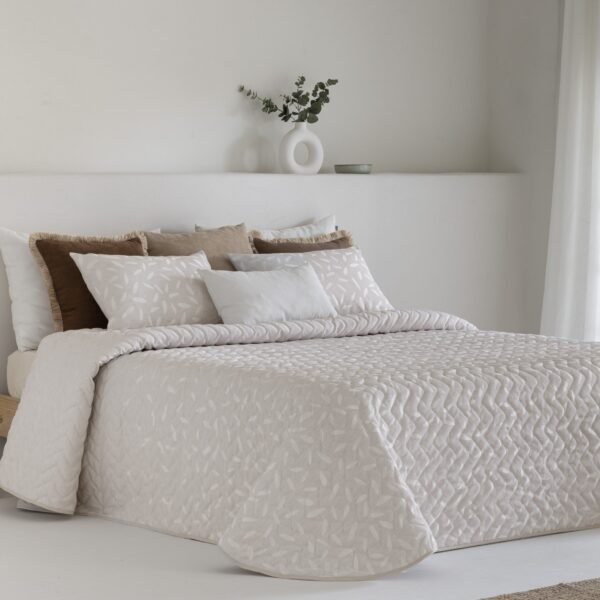 Conjunto de Colcha Jacquard Salta Beige