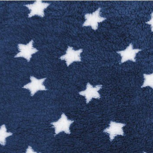 Tejido Sherpa Fleece Estrellas Azul Marino